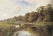 Cattle watering on a Riverbank (mk37) Henry h.parker